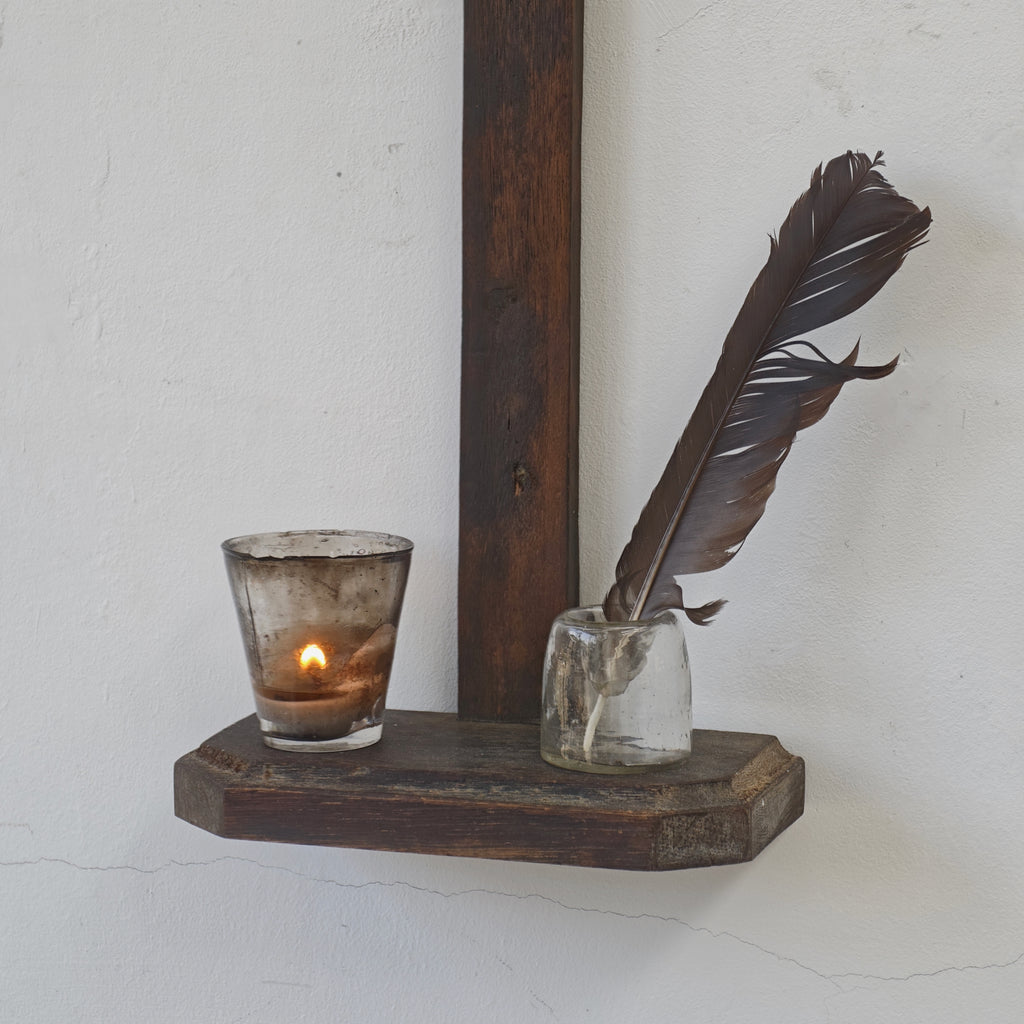 Antique Wall Cross with Shelf