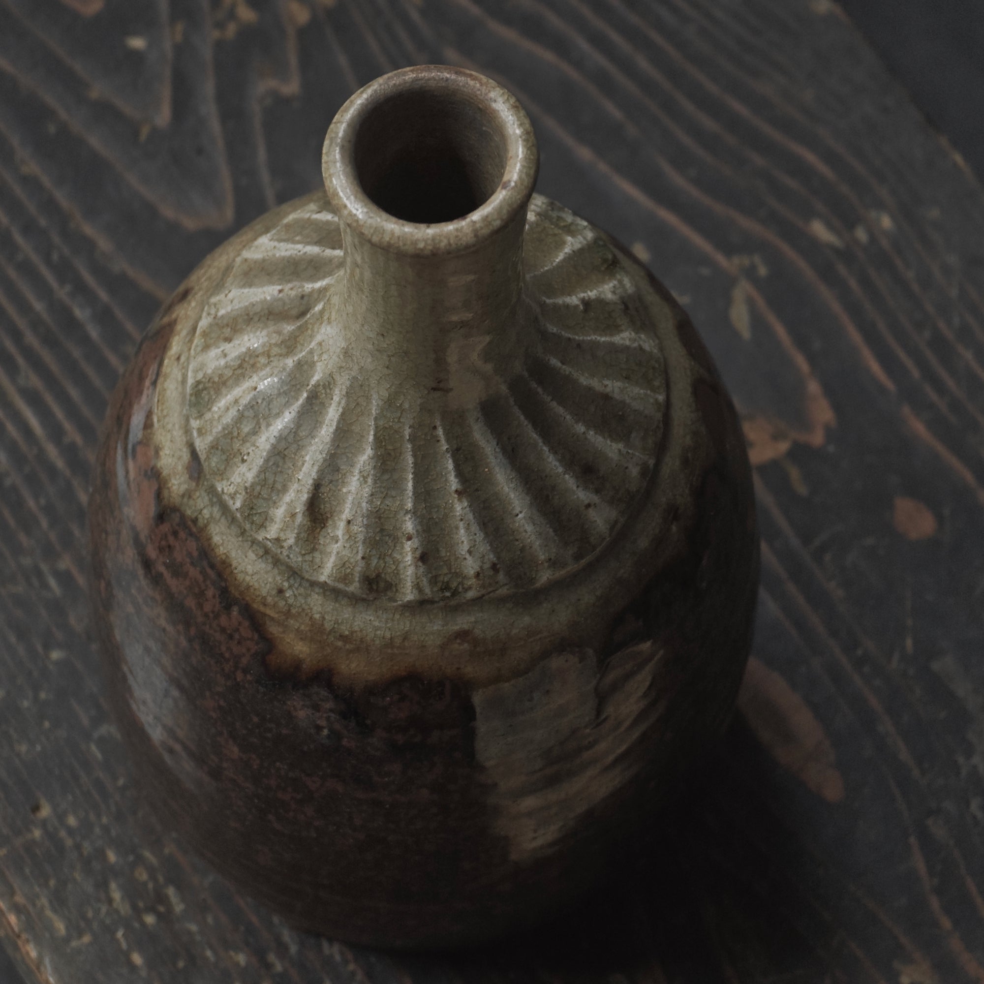 Fluted sake bottle