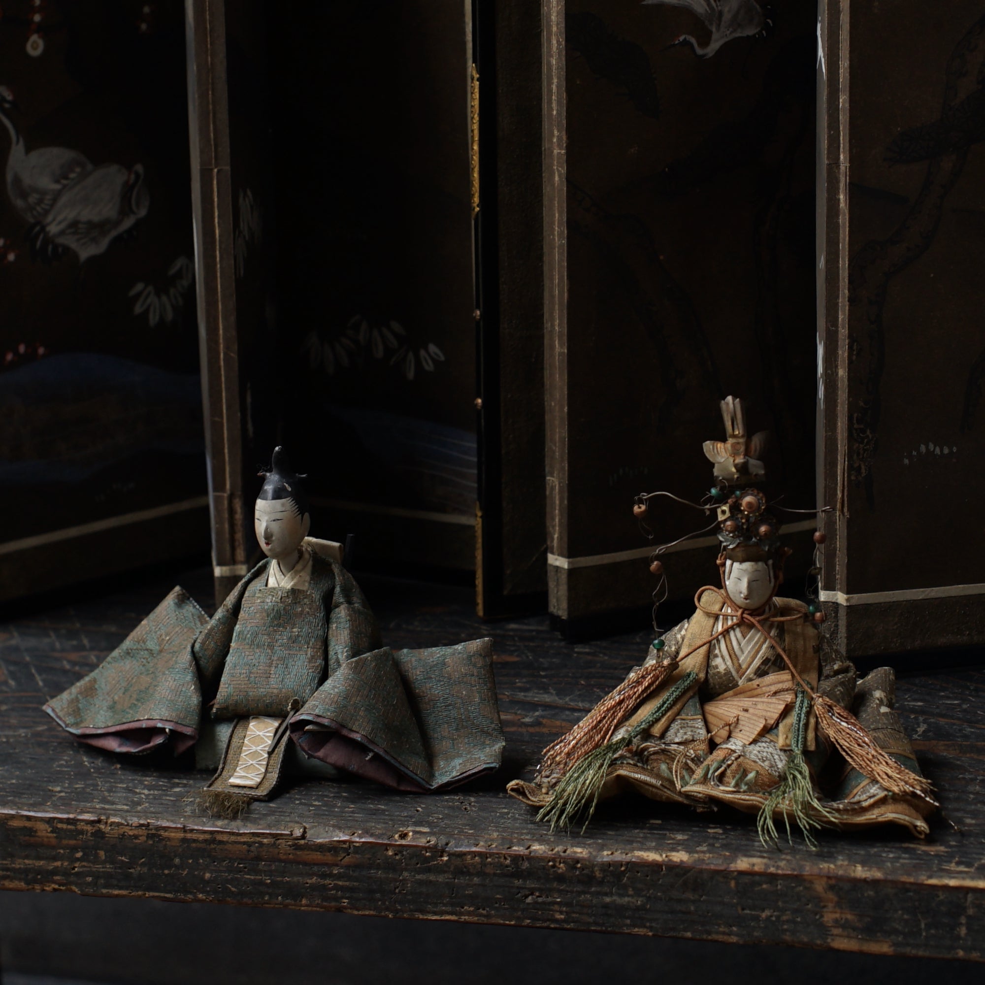 Antique Japanese Hina dolls (seated dolls)