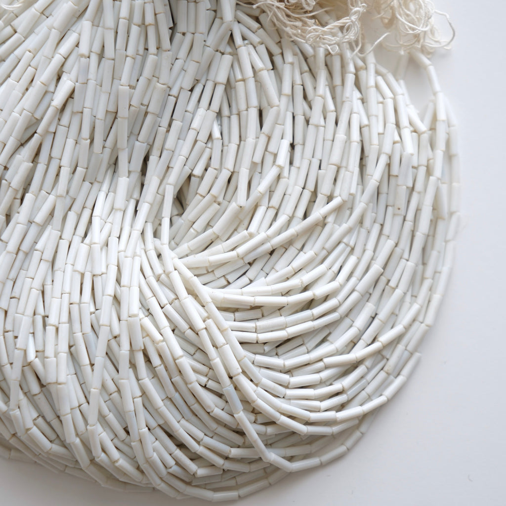 Straw Beads - White -